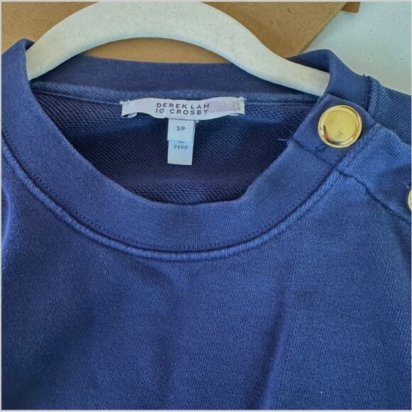 Derek Lam Blue Sweatshirt Mini Dress SMALL Oversized Comfy Preppy Designer $300 - Picture 9 of 9